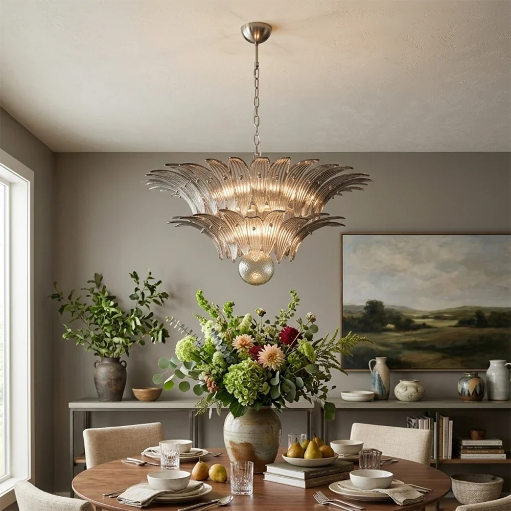 Murano Palmette Smoked Chandelier