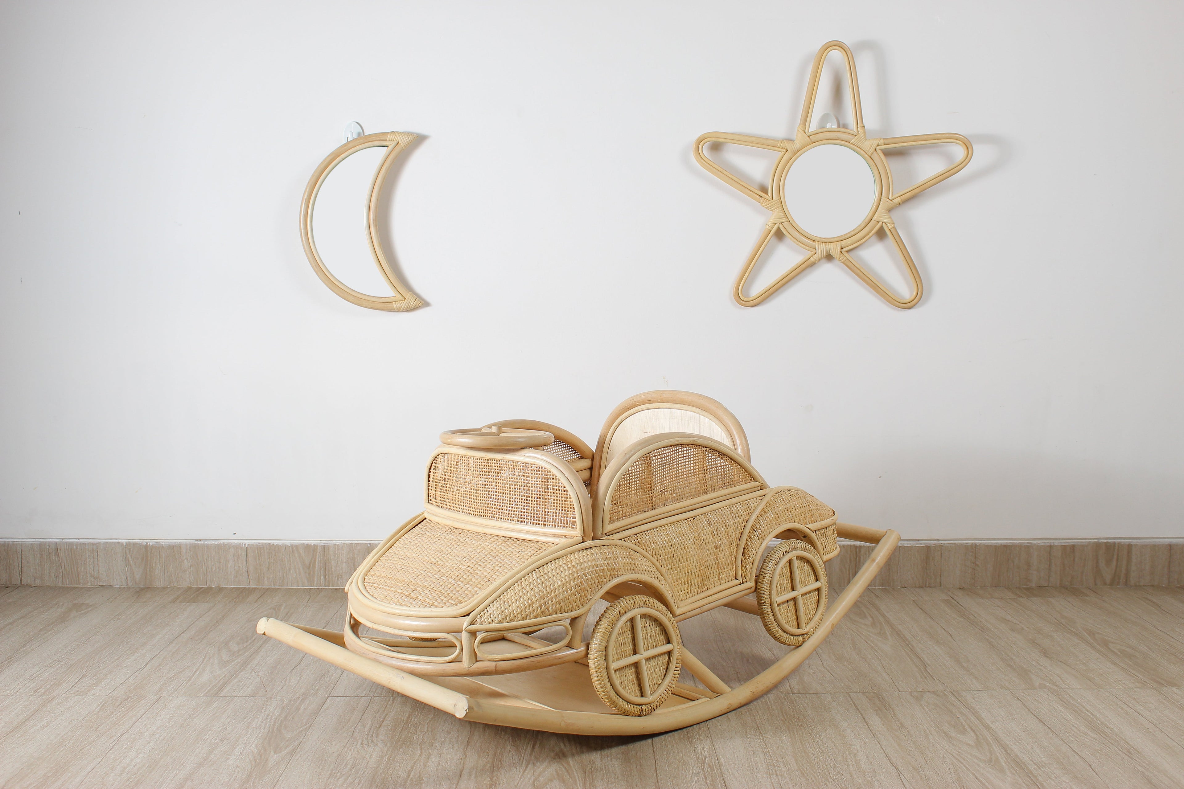 Natural Rattan Moon Wall Mirror