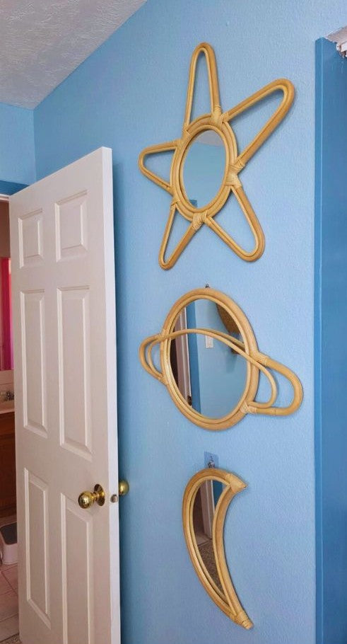 Natural Rattan Moon Wall Mirror
