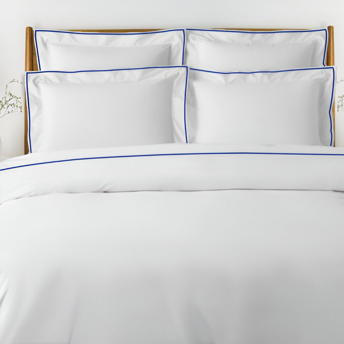 400TC Embroidery Cotton Sateen Solid Duvet Cover Set
