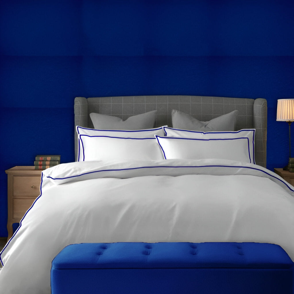 400TC Embroidery Cotton Sateen Solid Duvet Cover Set