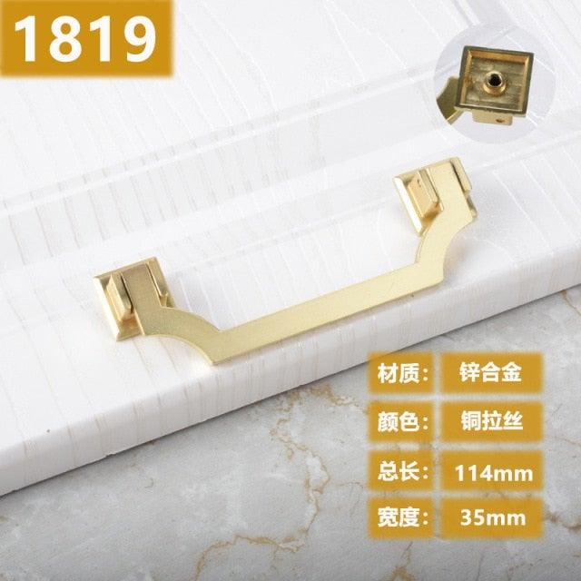New Chinese Golden Cupboard Door Drawer Concealed Buckle Handle Wardrobe Zinc Alloy Hardware Handle Kitchen Cupboard Hardware Modern Style Furniture Door Pulls