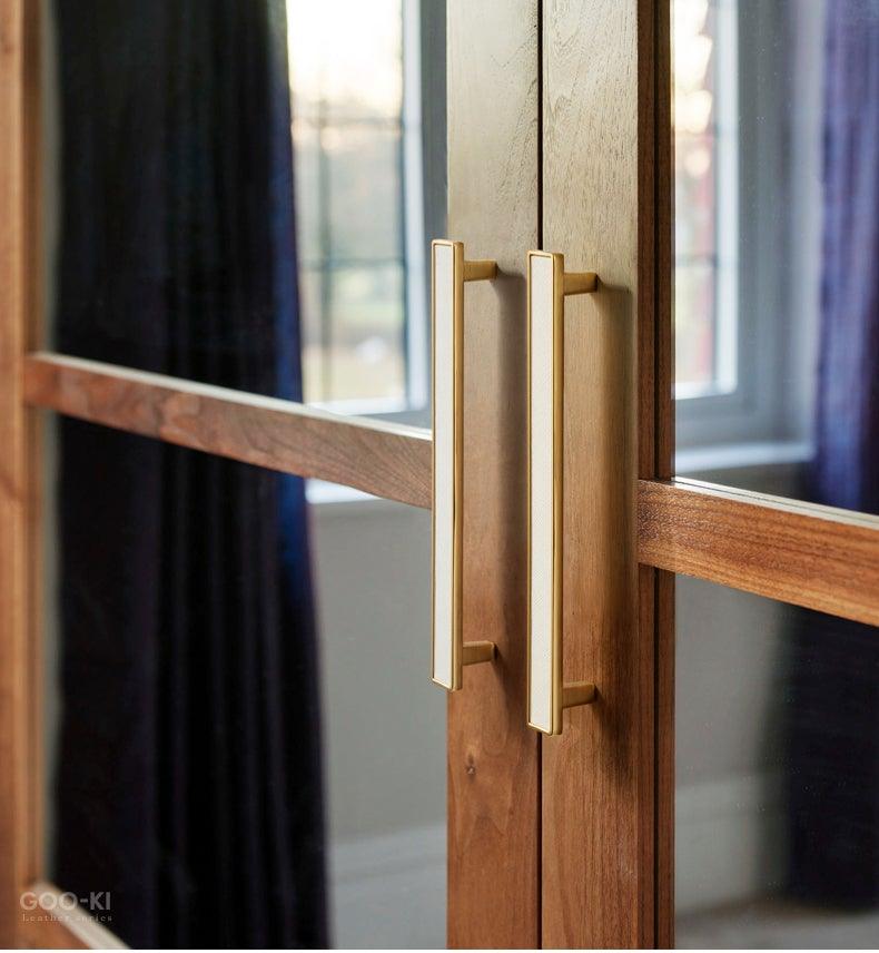 Brass & Leather Cabinet Pulls