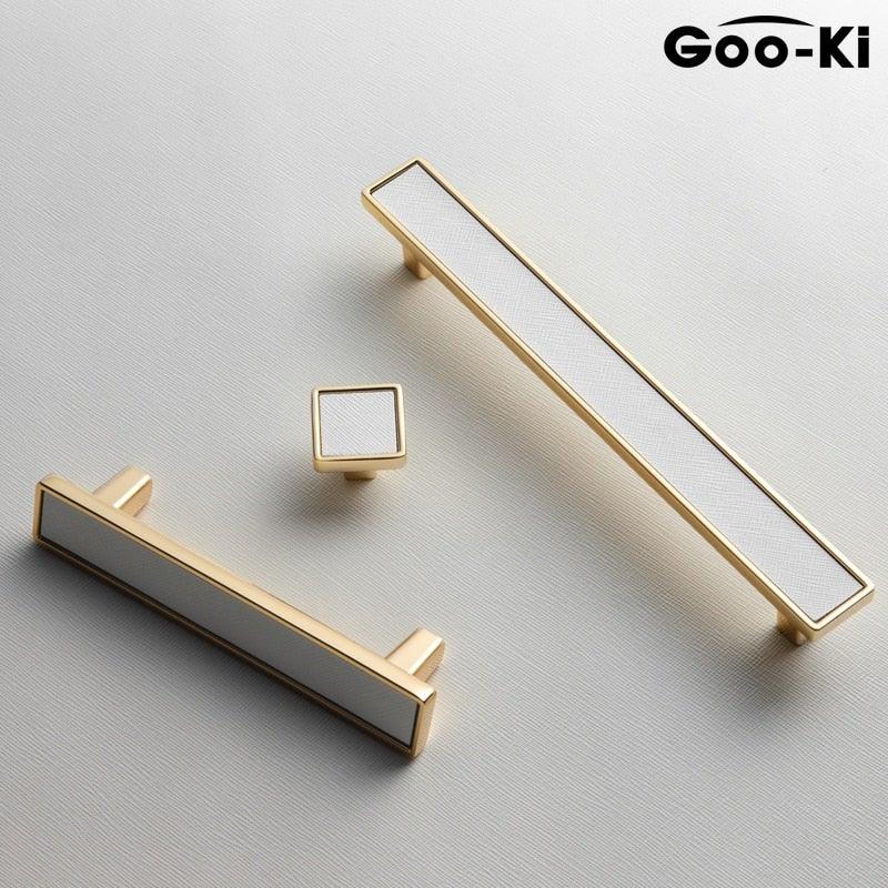 Brass & Leather Cabinet Pulls