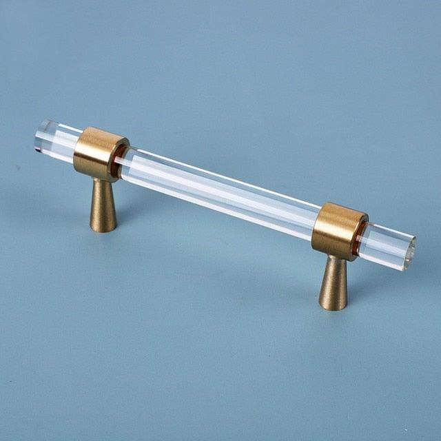Brass, Crystal & Walnut Cabinet Pulls