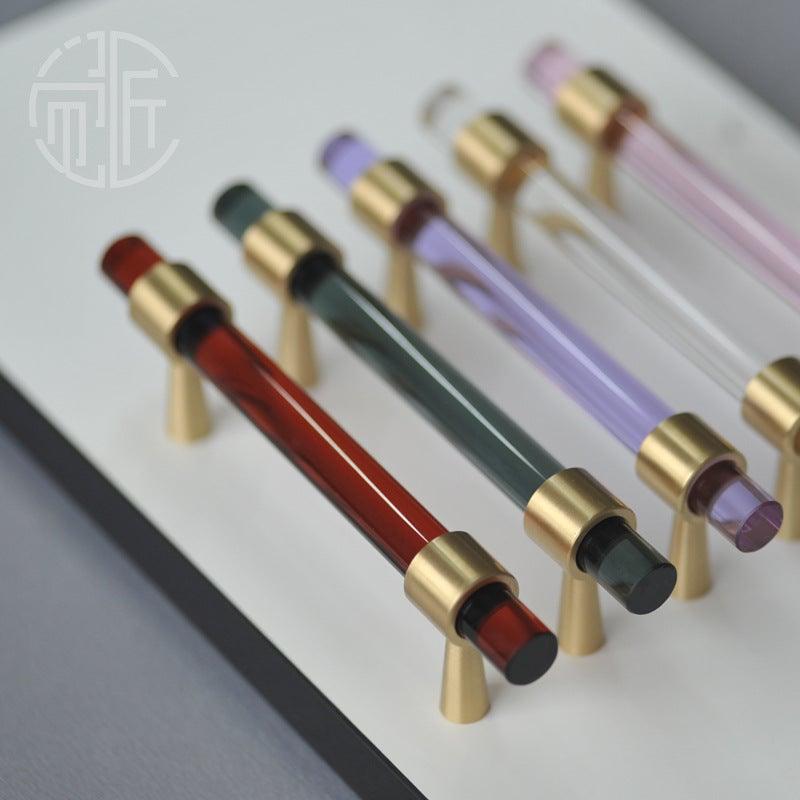 Brass, Crystal & Walnut Cabinet Pulls