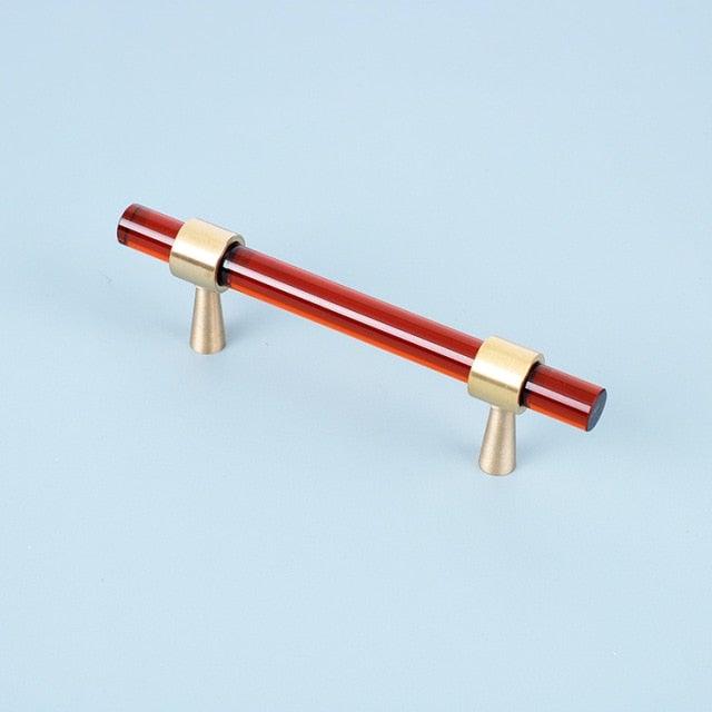 Brass, Crystal & Walnut Cabinet Pulls