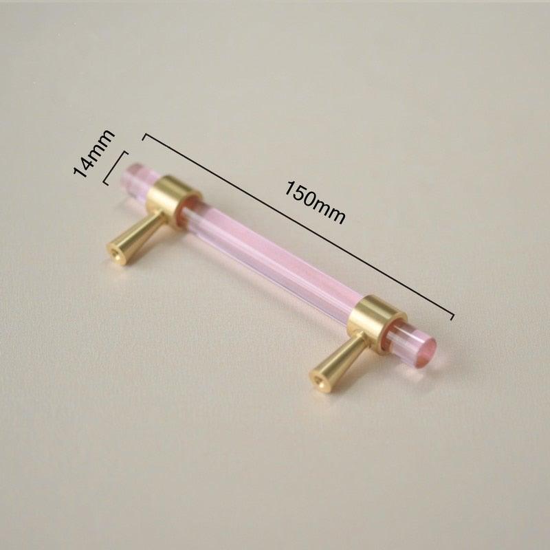 Brass, Crystal & Walnut Cabinet Pulls