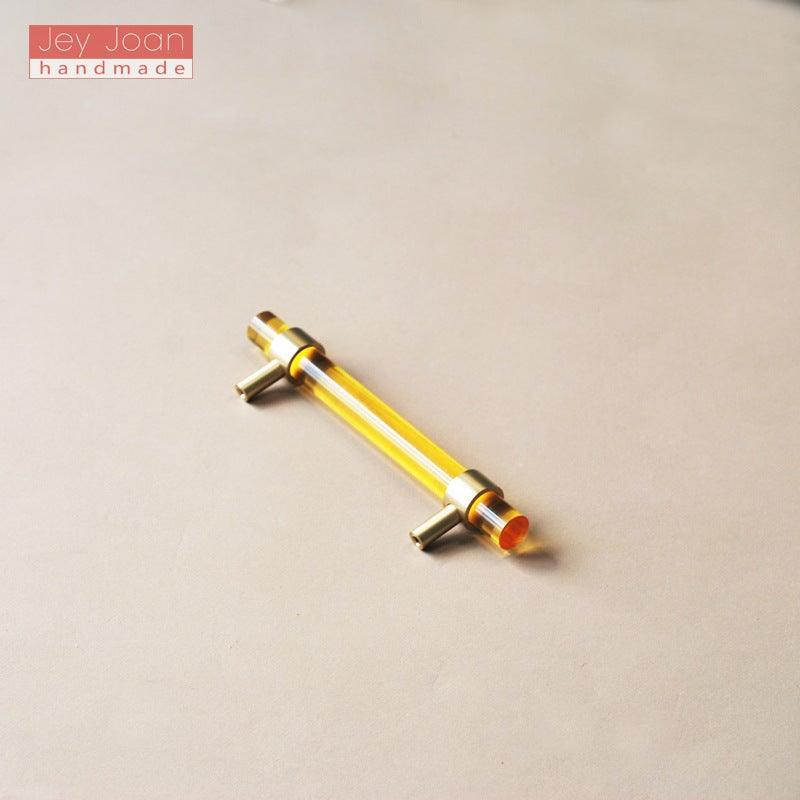 Brass, Crystal & Walnut Cabinet Pulls