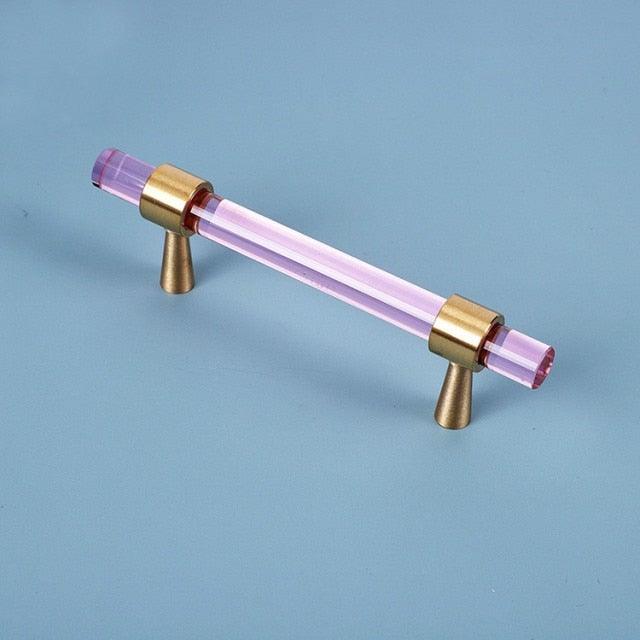 Brass, Crystal & Walnut Cabinet Pulls