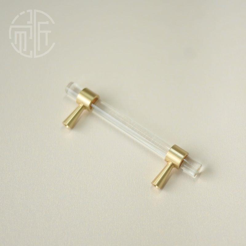Brass, Crystal & Walnut Cabinet Pulls