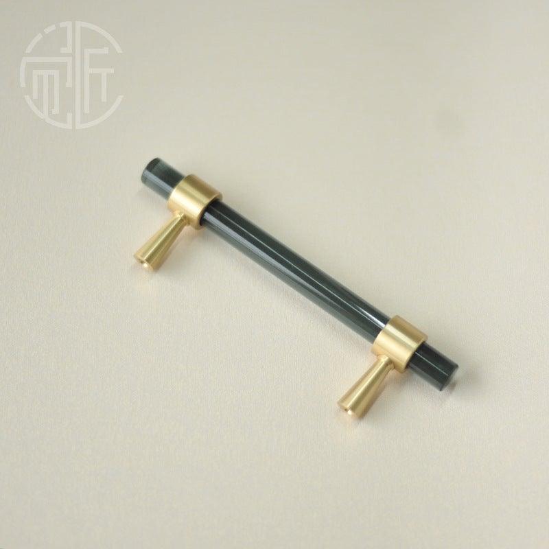 Brass, Crystal & Walnut Cabinet Pulls
