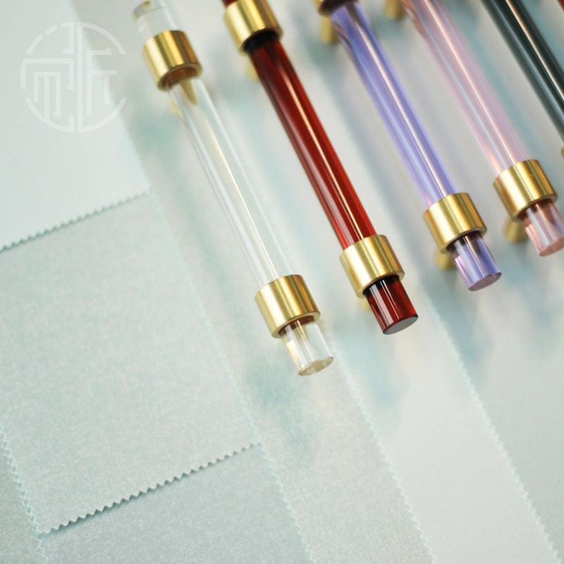 Brass, Crystal & Walnut Cabinet Pulls