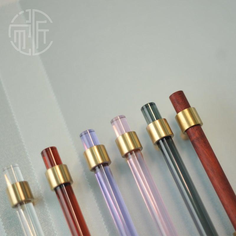 Brass, Crystal & Walnut Cabinet Pulls