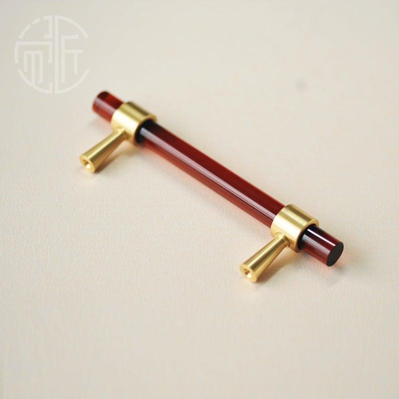 Brass, Crystal & Walnut Cabinet Pulls