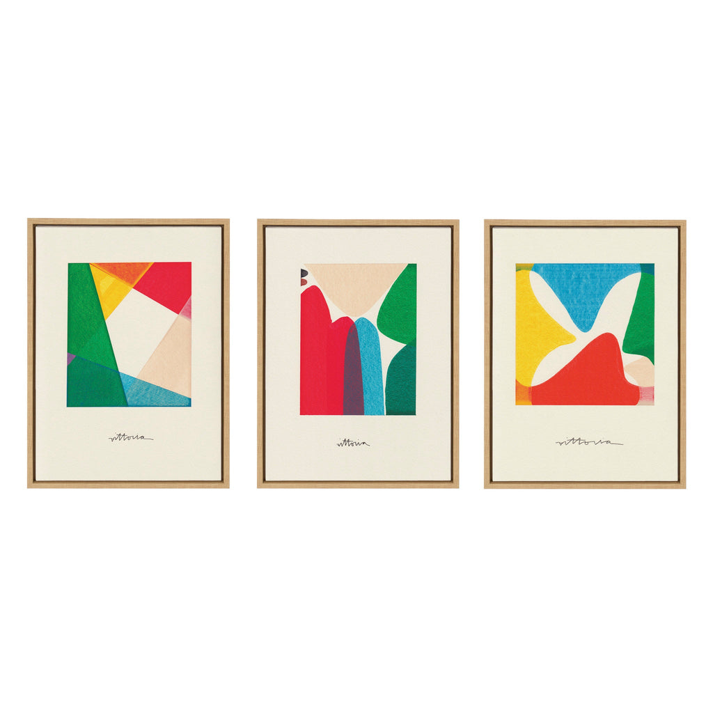 Sylvie Bright Modern Colorful Abstract Series Framed Canvas Art Set by Amber Vittoria