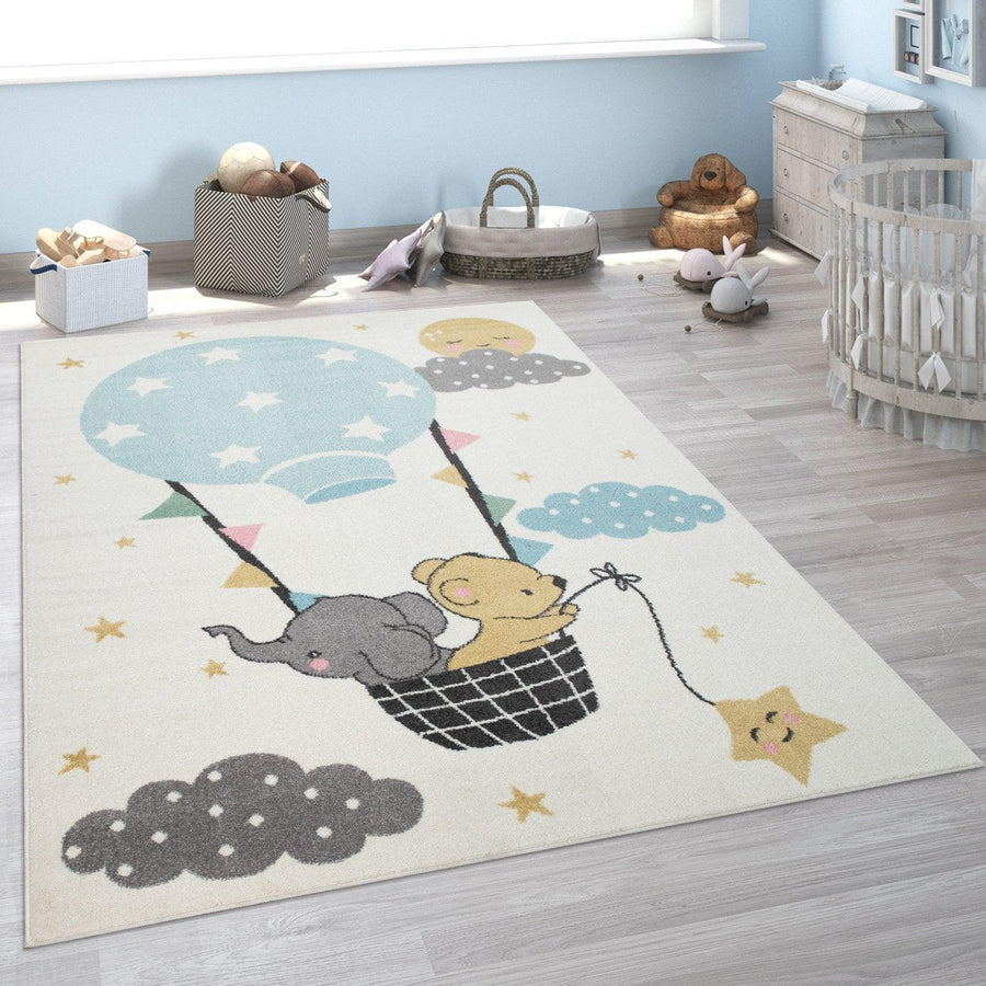 Elephant & Bear Balloon Cream Nursery Rug
