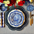 NURTURE BLUE FAUX LEATHER SCALLOPED PLACEMAT (Set Of 4)