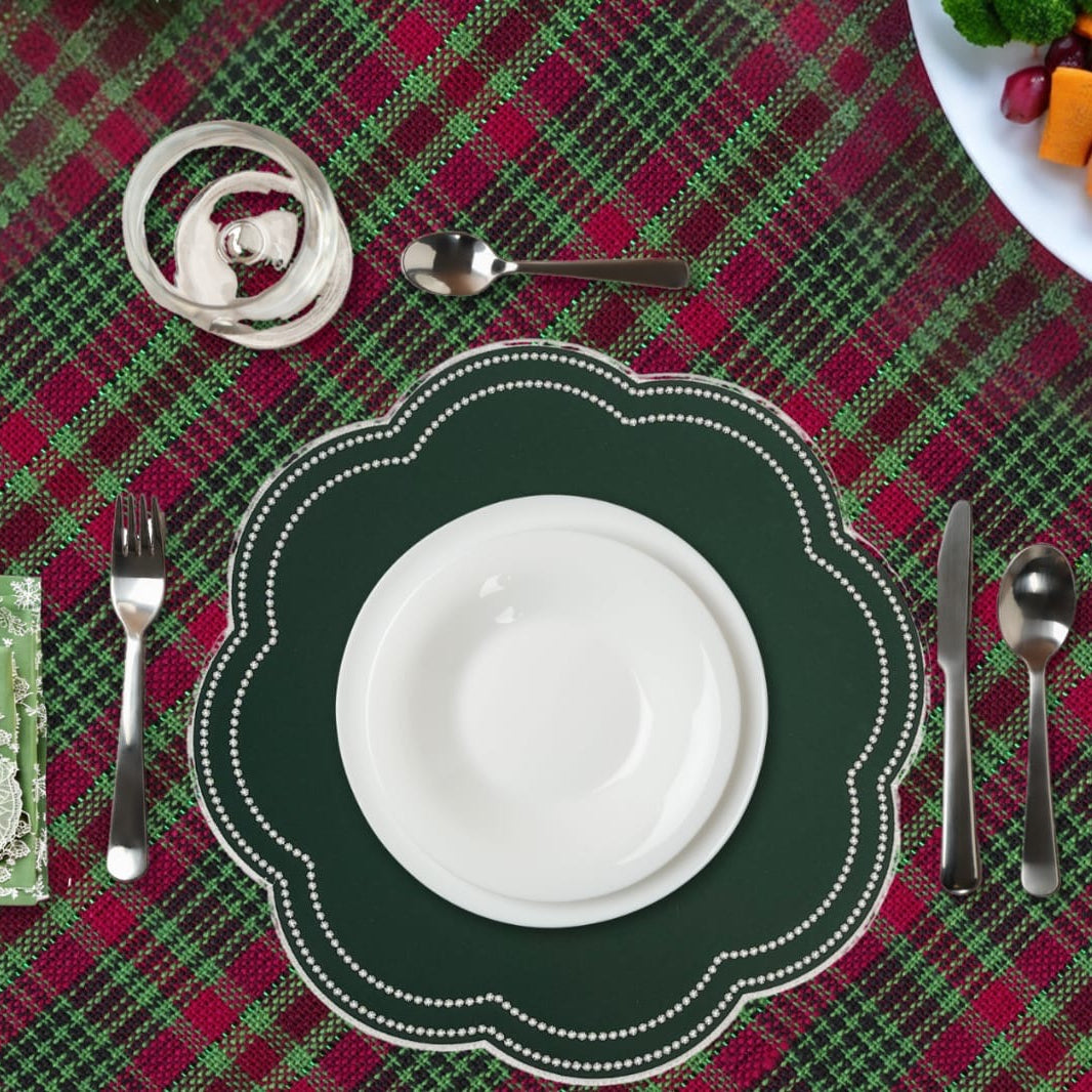 NURTURE GREEN SCALLOPED FAUX LEATHER PLACEMAT (Set Of 4)