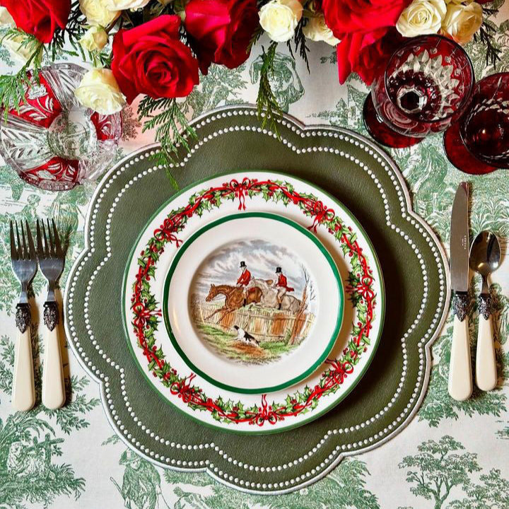 NURTURE GREEN SCALLOPED FAUX LEATHER PLACEMAT (Set Of 4)