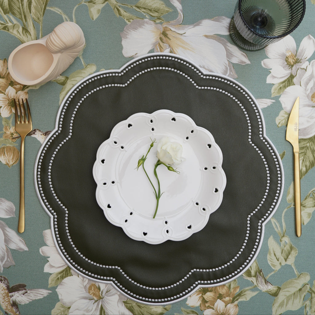 NURTURE GREEN SCALLOPED FAUX LEATHER PLACEMAT (Set Of 4)