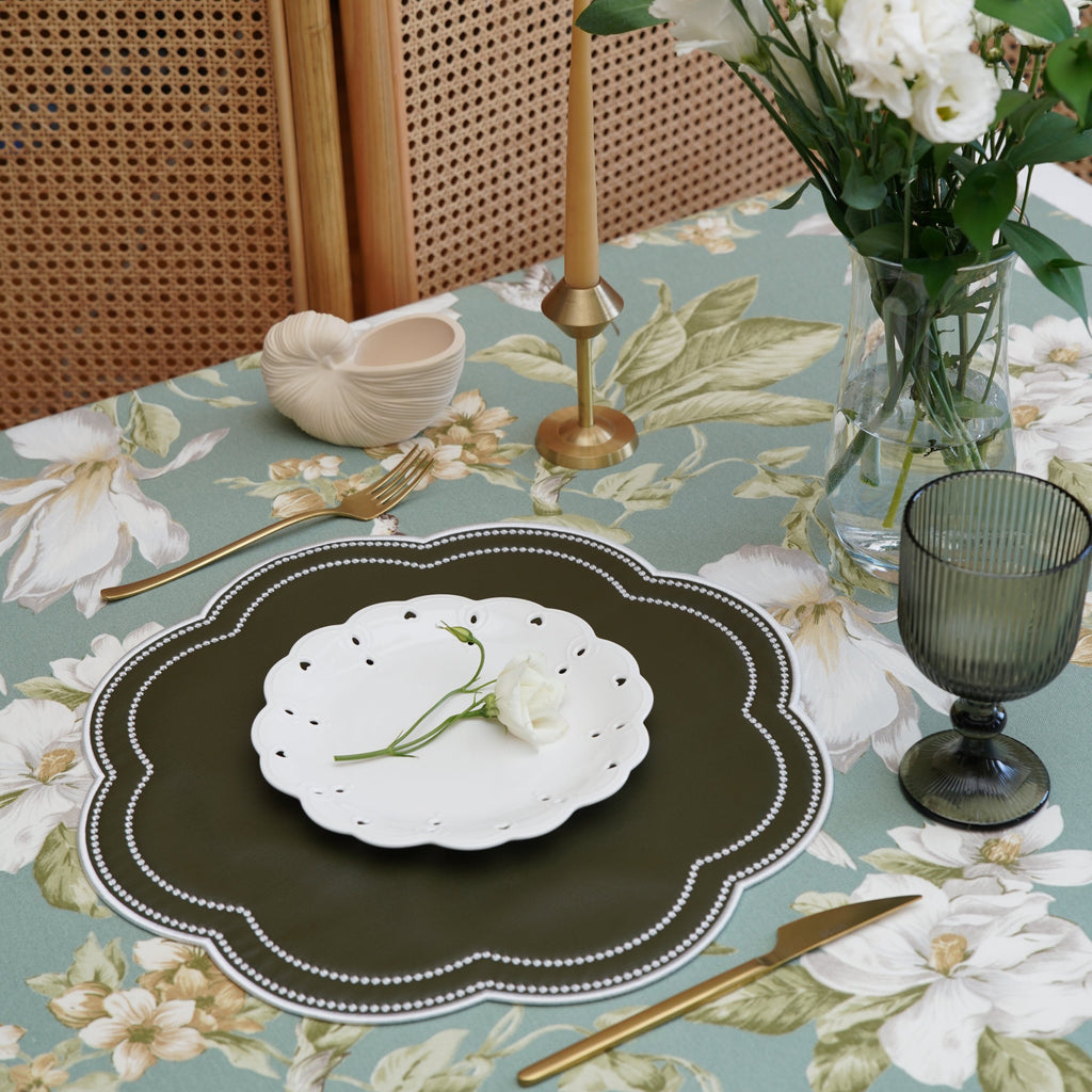 NURTURE GREEN SCALLOPED FAUX LEATHER PLACEMAT (Set Of 4)