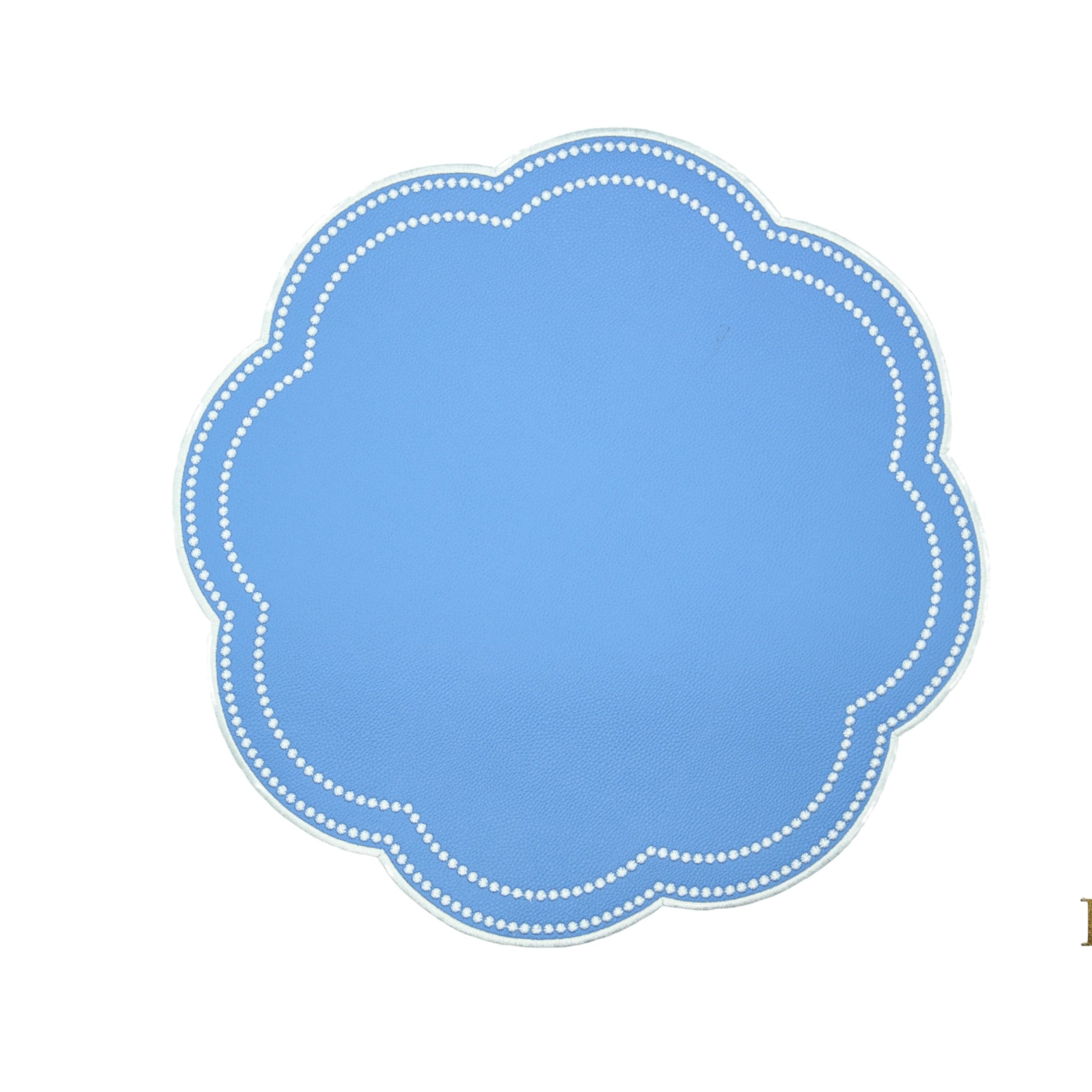 NURTURE LIGHT BLUE SCALLOPED FAUX LEATHER PLACEMAT (Set Of 4)
