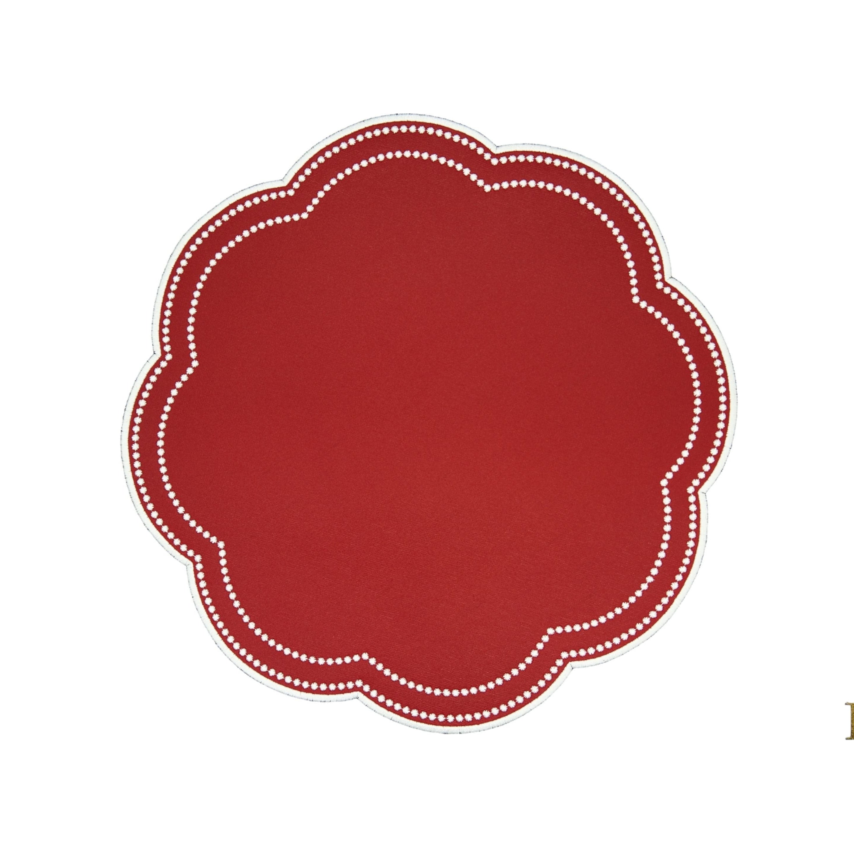 NURTURE RED SCALLOPED FAUX LEATHER PLACEMAT (Set Of 4)