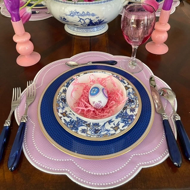 NURTURE PURPLE SCALLOPED FAUX LEATHER PLACEMAT (Set Of 4)