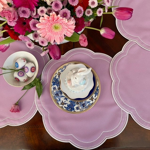 NURTURE PURPLE SCALLOPED FAUX LEATHER PLACEMAT (Set Of 4)