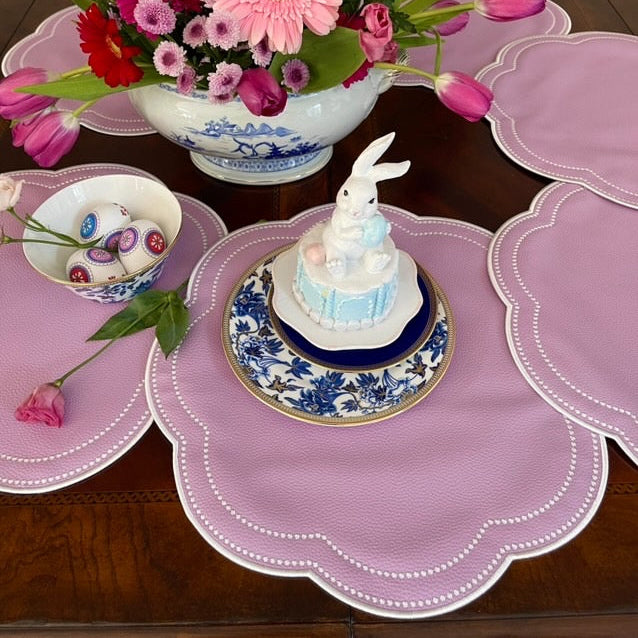 NURTURE PURPLE SCALLOPED FAUX LEATHER PLACEMAT (Set Of 4)
