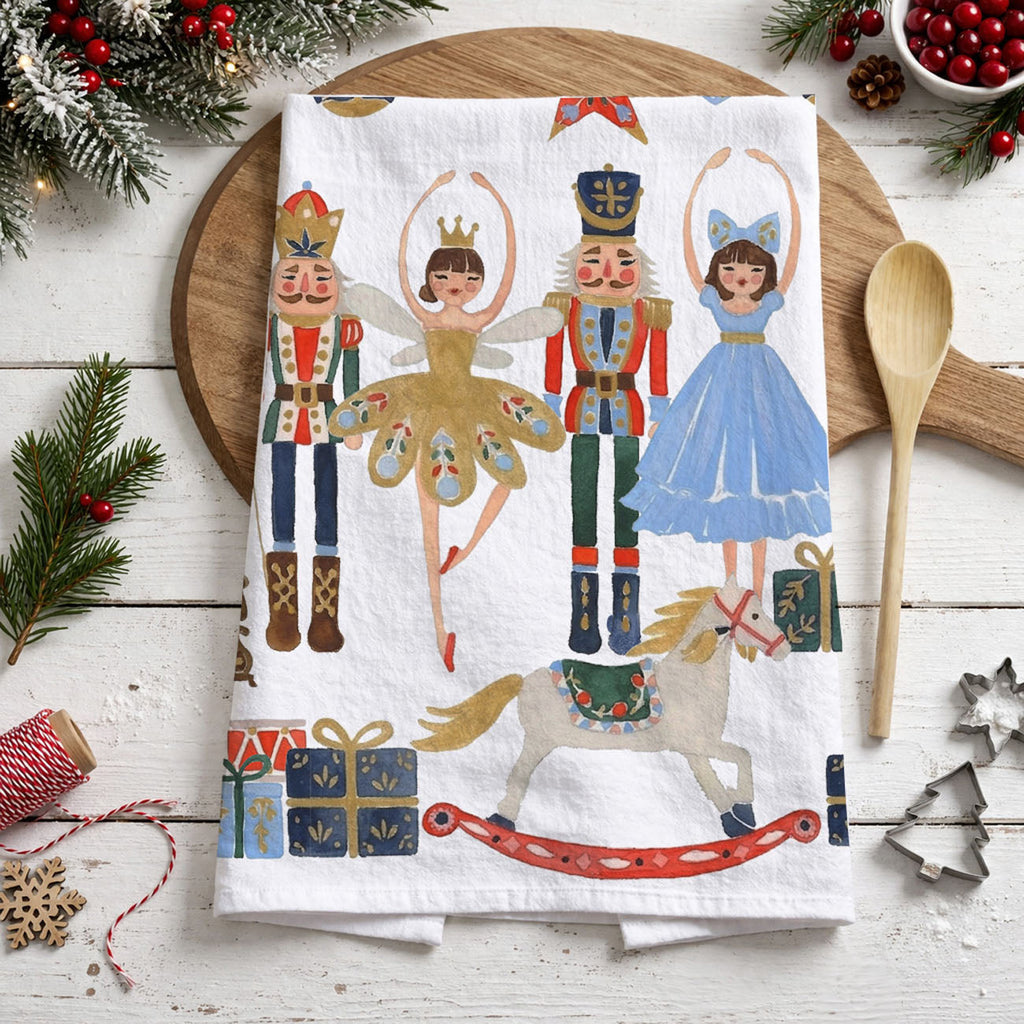 Blue Nutcracker Flour Sack Kitchen Towel