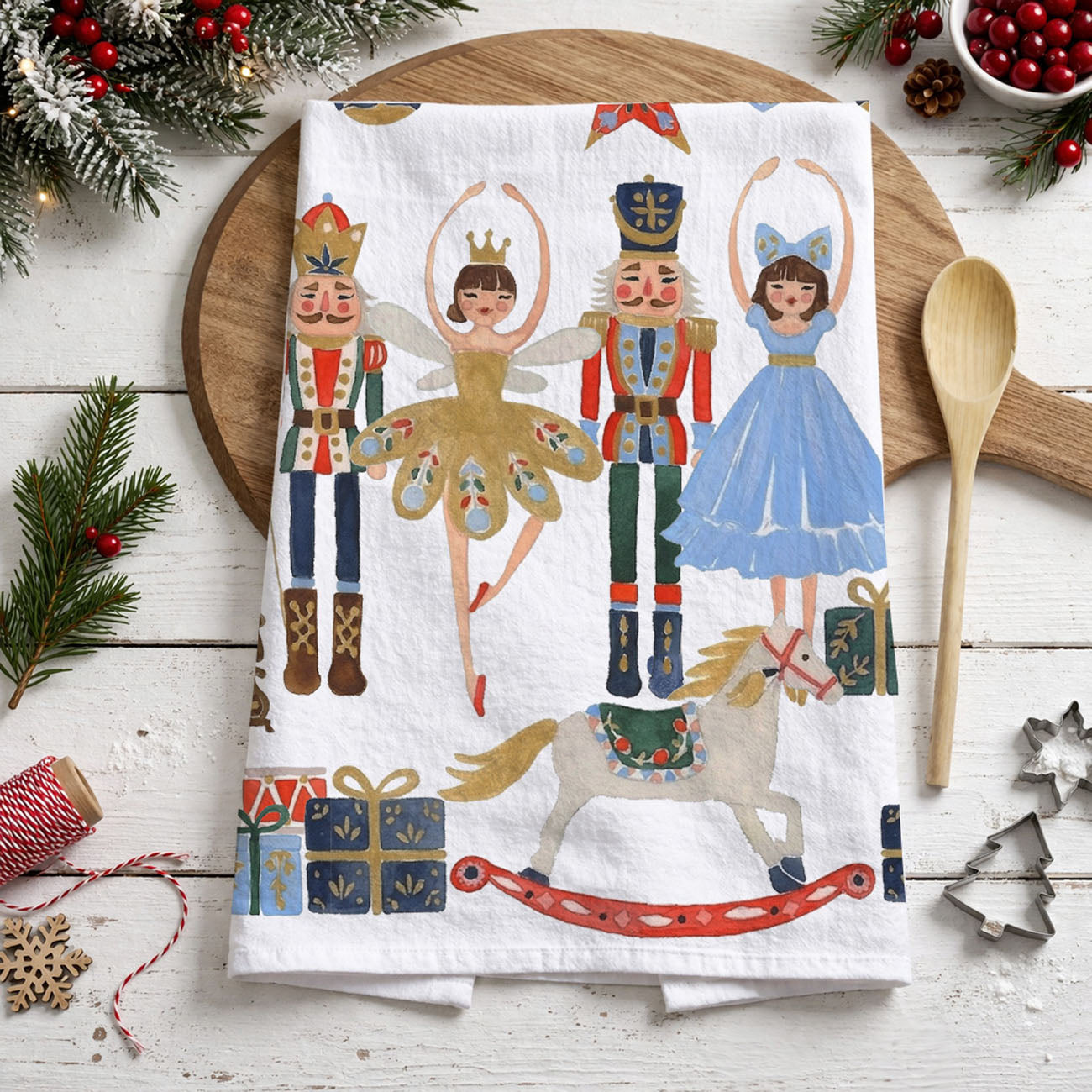 Blue Nutcracker Flour Sack Kitchen Towel