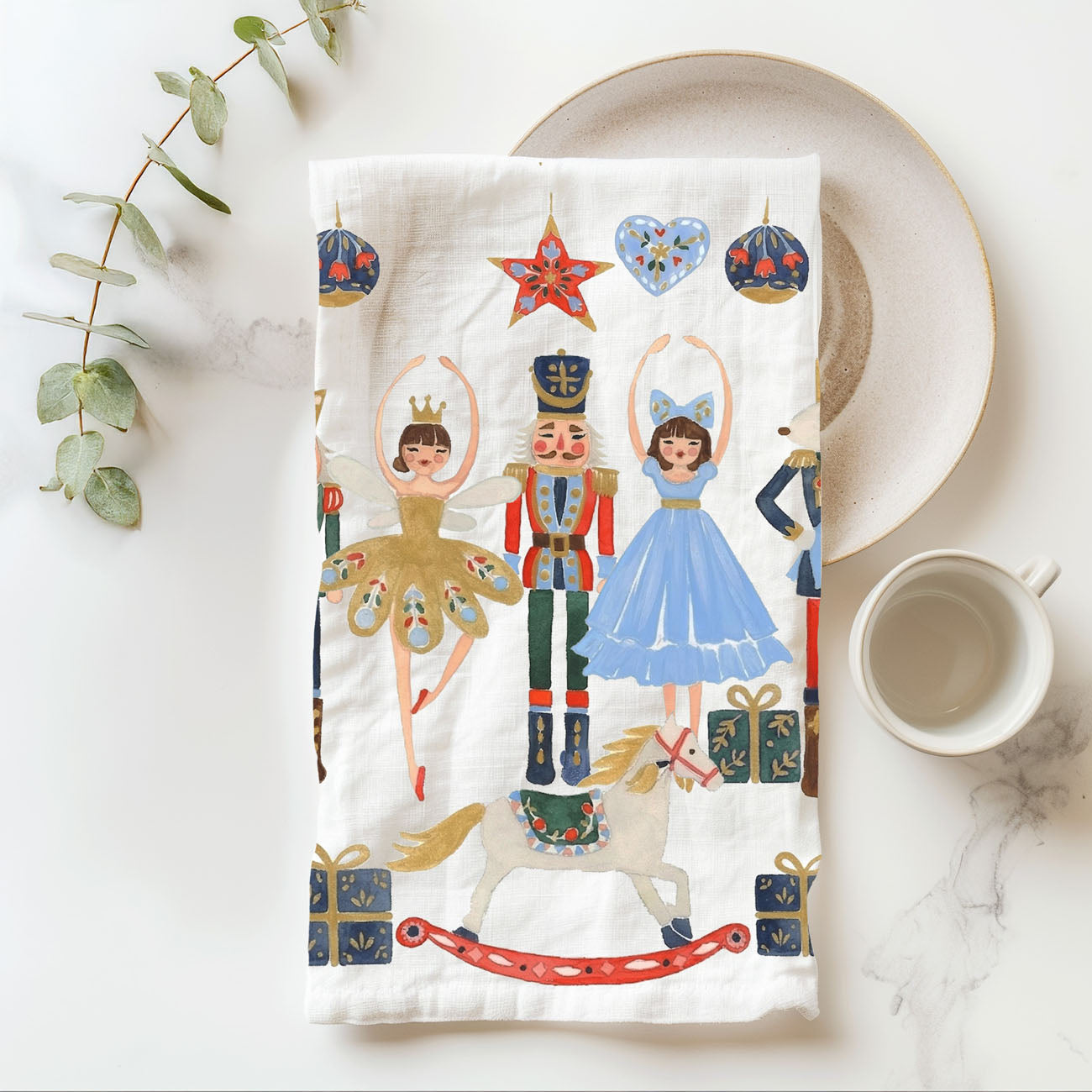 Blue Nutcracker Flour Sack Kitchen Towel