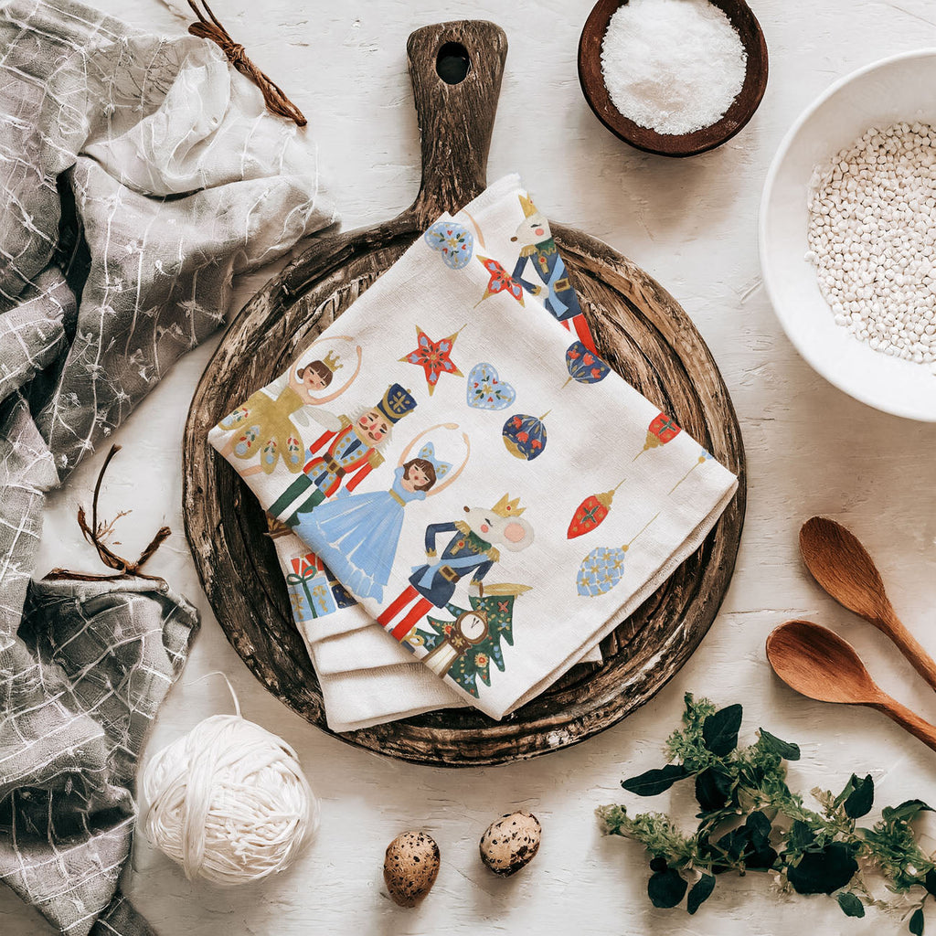 Blue Nutcracker Flour Sack Kitchen Towel