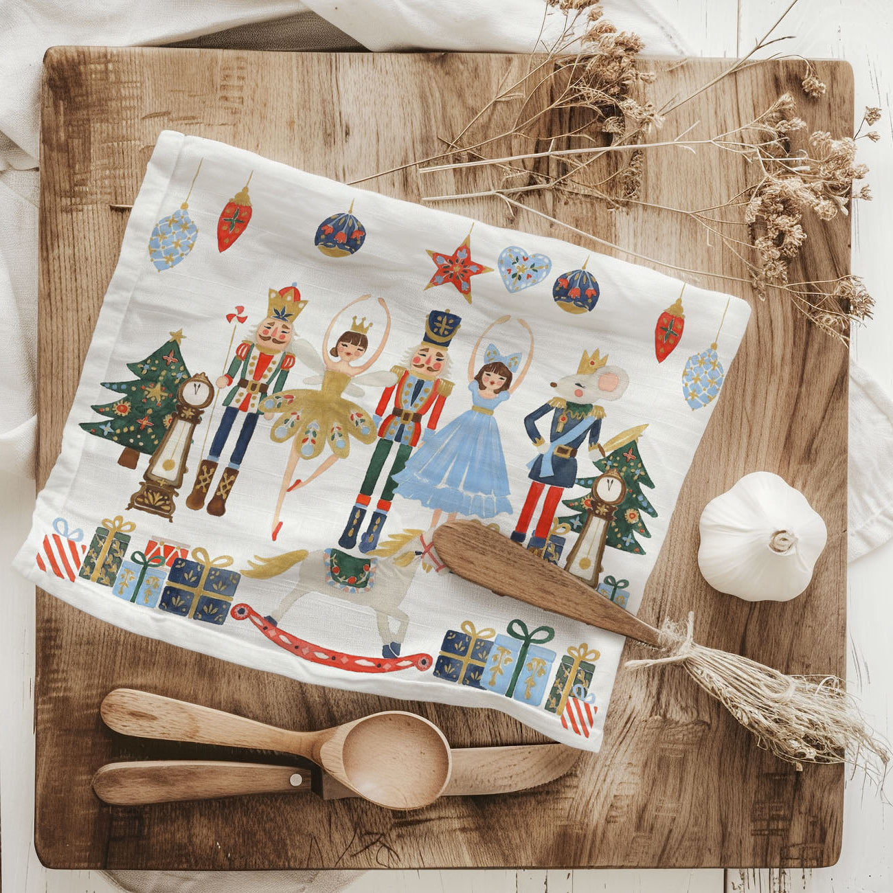 Blue Nutcracker Flour Sack Kitchen Towel