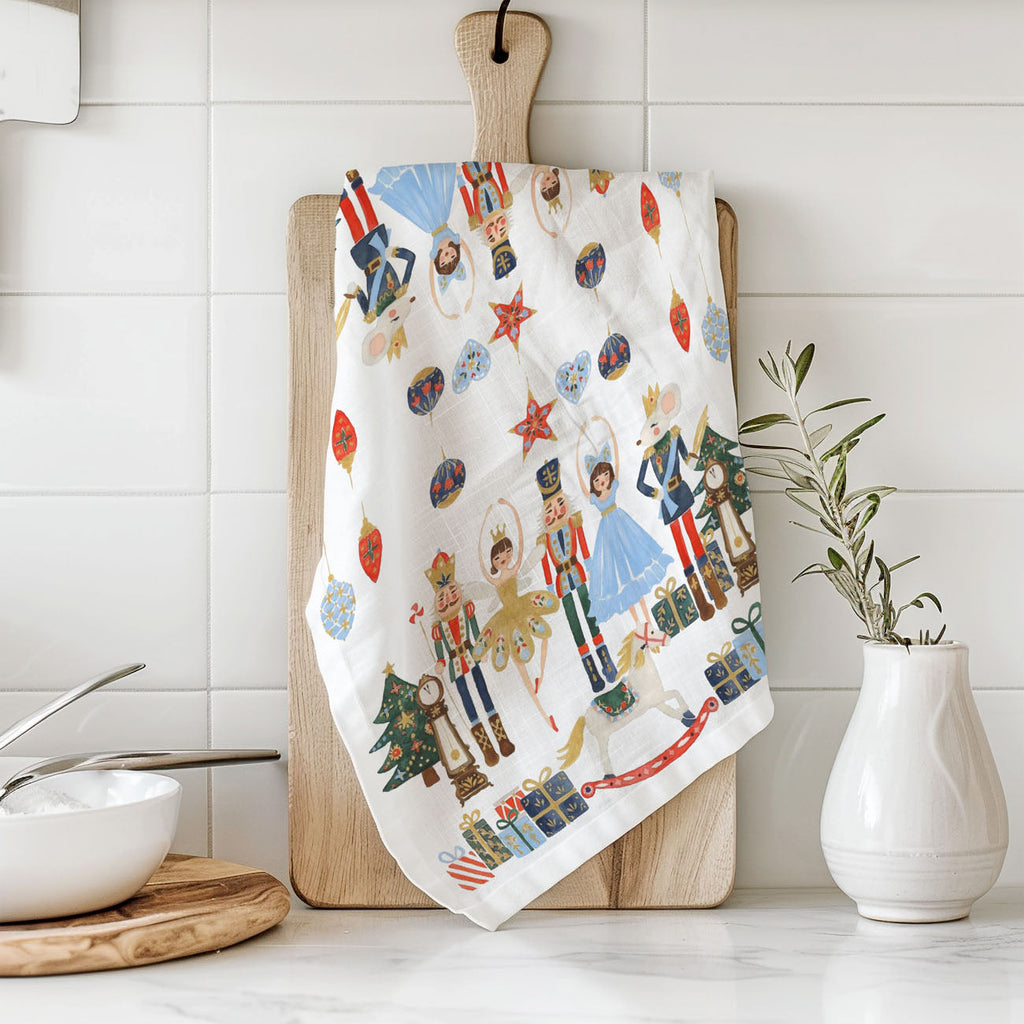 Blue Nutcracker Flour Sack Kitchen Towel