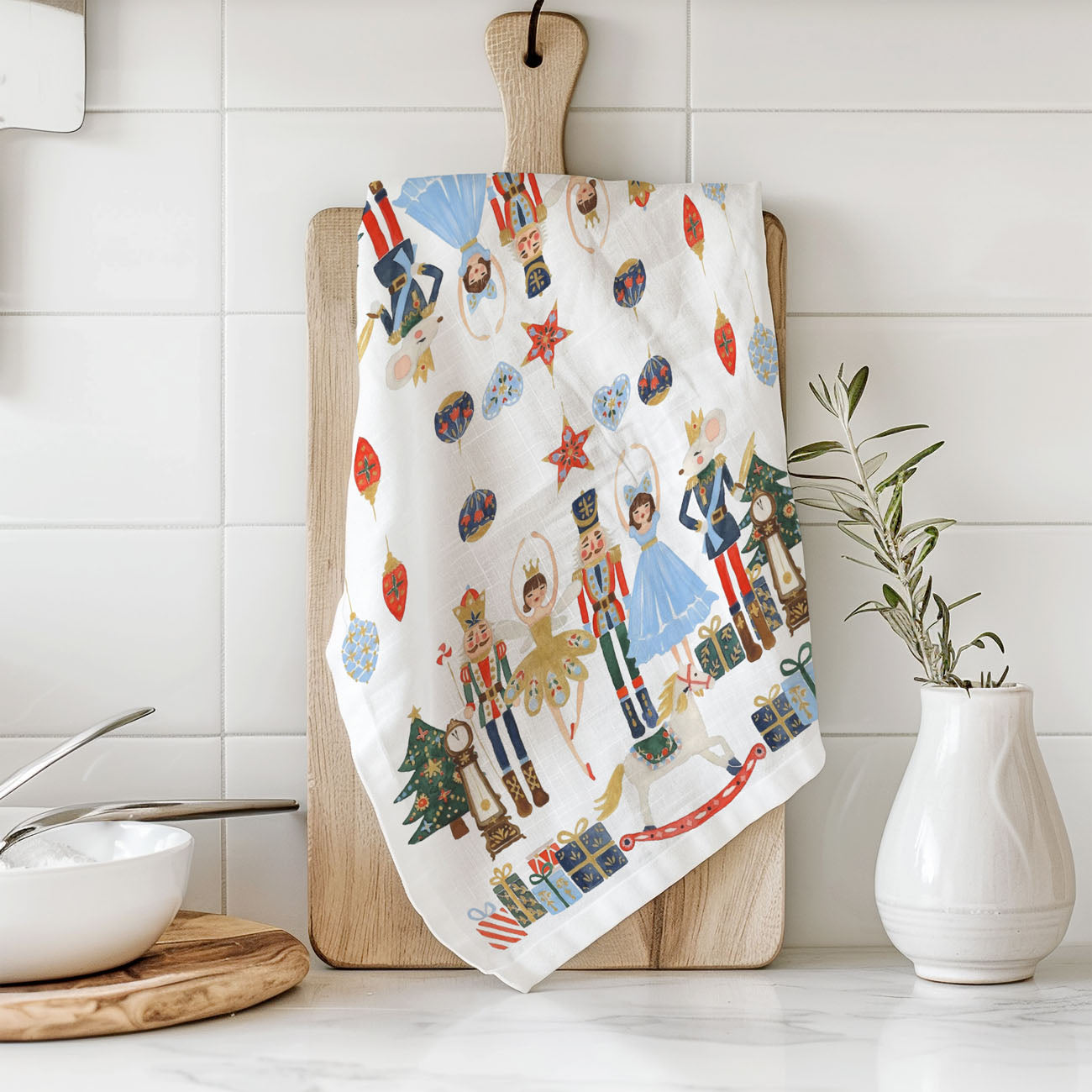 Blue Nutcracker Flour Sack Kitchen Towel