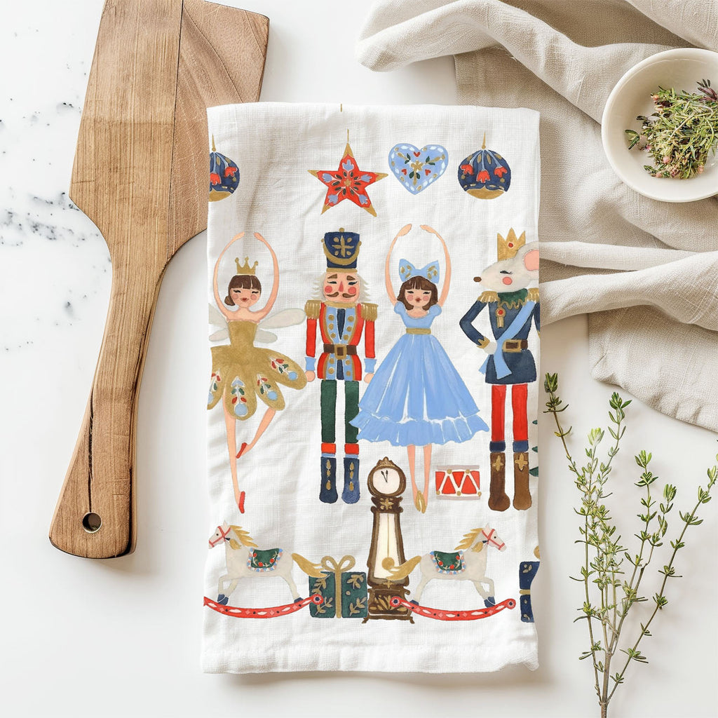 Blue Nutcracker Flour Sack Kitchen Towel