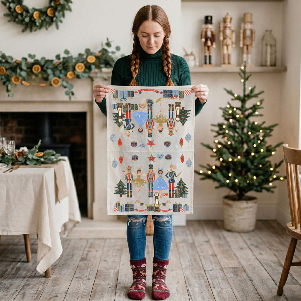 Blue Nutcracker Flour Sack Kitchen Towel
