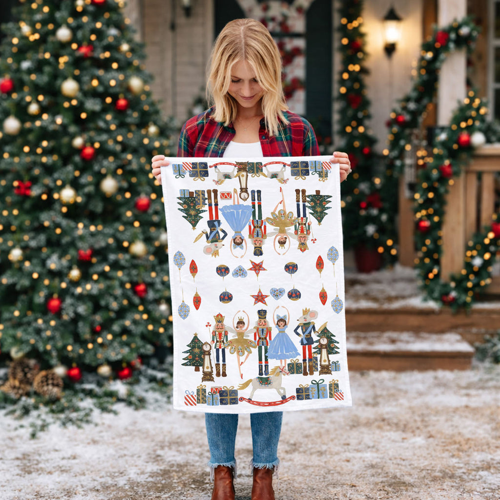Blue Nutcracker Flour Sack Kitchen Towel