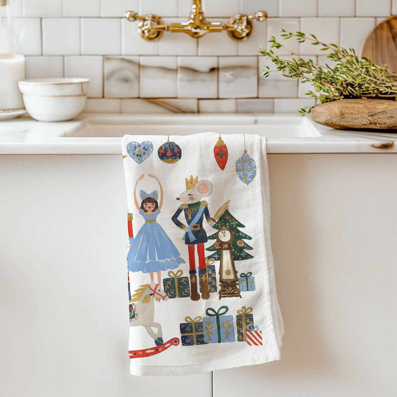 Blue Nutcracker Flour Sack Kitchen Towel