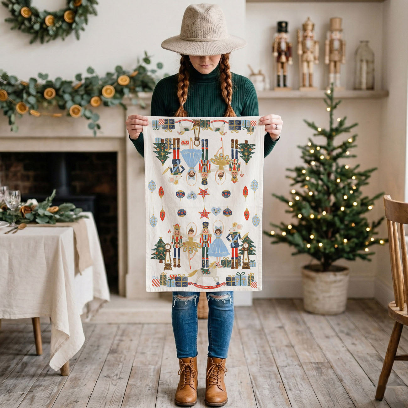 Blue Nutcracker Flour Sack Kitchen Towel