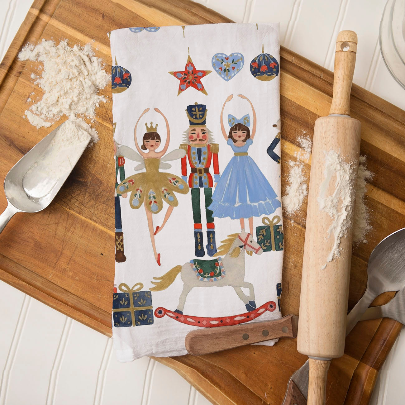 Blue Nutcracker Flour Sack Kitchen Towel