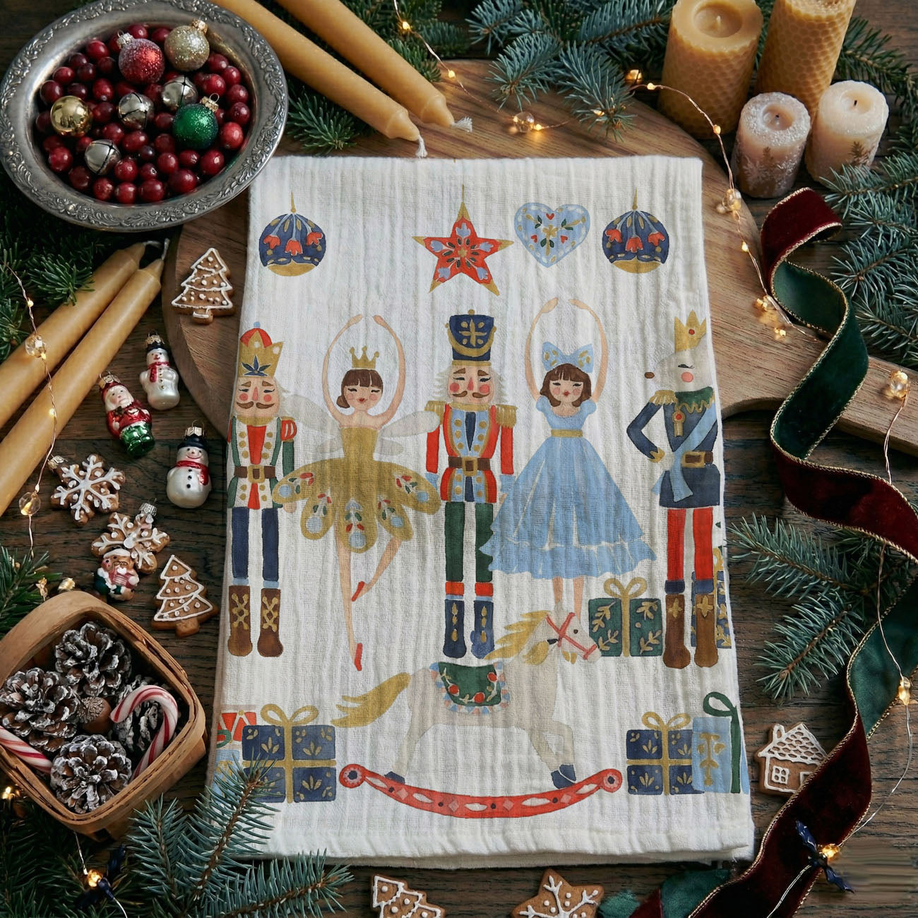 Blue Nutcracker Flour Sack Kitchen Towel