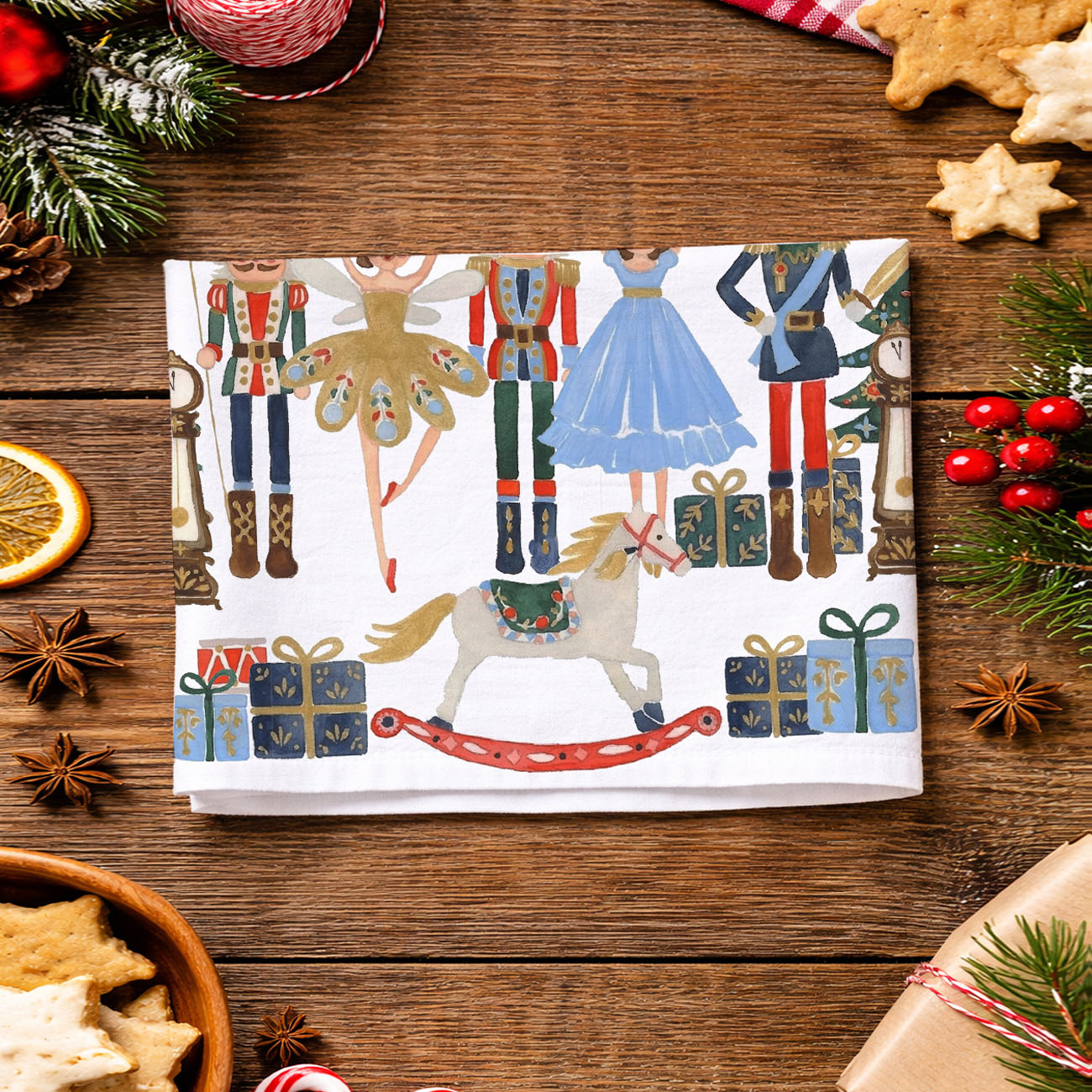 Blue Nutcracker Flour Sack Kitchen Towel