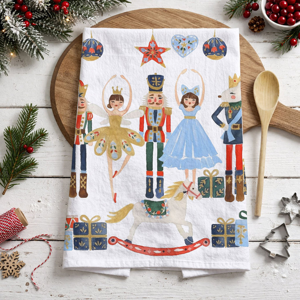 Blue Nutcracker Flour Sack Kitchen Towel