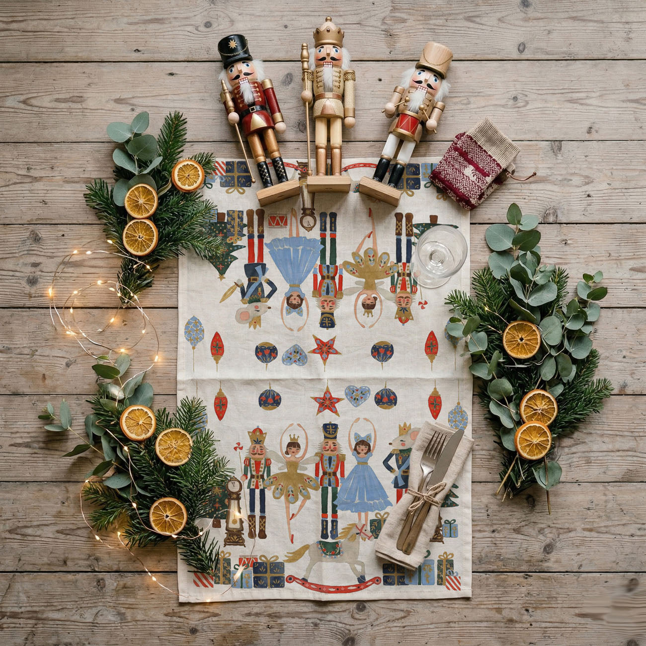 Blue Nutcracker Flour Sack Kitchen Towel