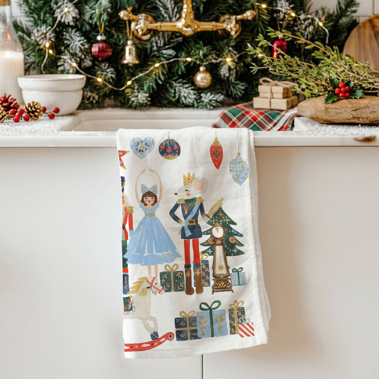 Blue Nutcracker Flour Sack Kitchen Towel