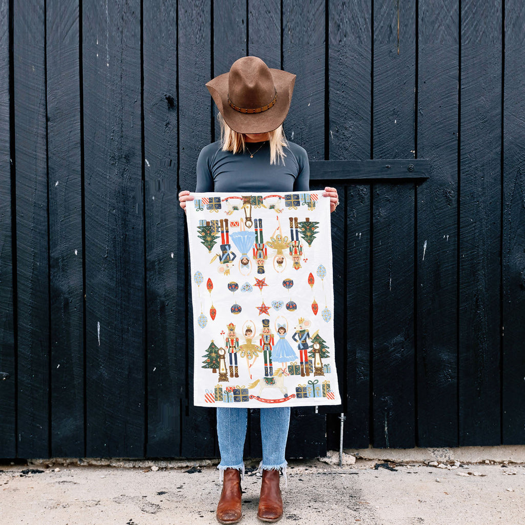 Blue Nutcracker Flour Sack Kitchen Towel